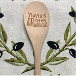 Greek Themed Engraved Wooden Spoon 